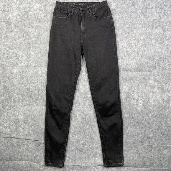 Levi's High Rise Skinny Jeans Women's Size 27 Black Denim Dark Wash Grunge - Picture 1 of 12